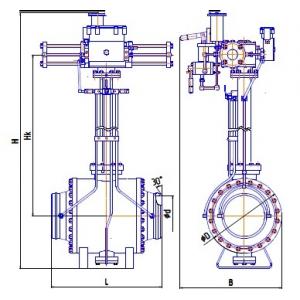 Кран шаровой DN 400 PN 100 с пневмогидравлическим приводом