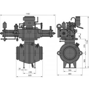 Кран шаровой DN 200 PN 100 с пневматическим приводом