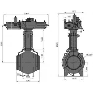 Кран DN 1200 PN 100 с пневмогидравлическим приводом для подземной установки