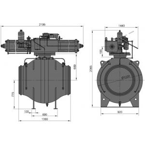 Кран шаровой DN 700 PN 100 с пневмогидравлическим приводом