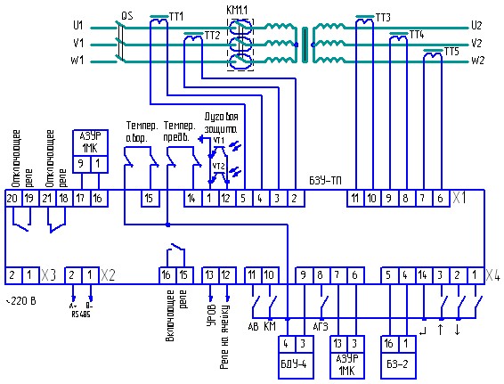 Схема подключения блока БЗУ-ТП