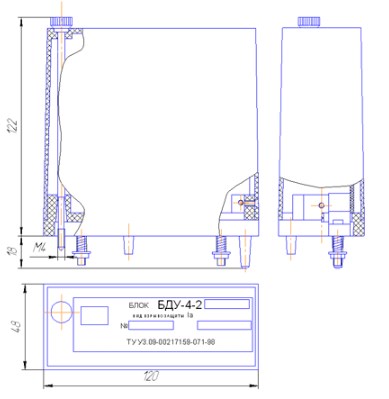 Схема габаритных размеров Блока БДУ-4-2