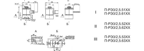 Схема габаритных размеров П-РЭ3/2,5.51ХХ
