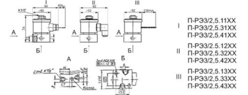 Схема габаритных размеров П-РЭ3/2,5.11ХХ