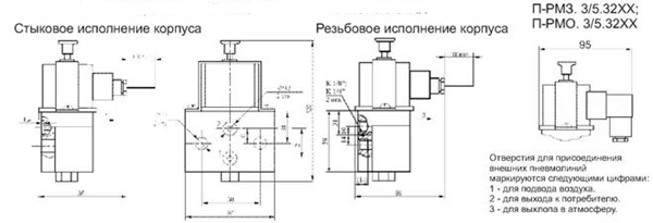 Схема Пневмораспределители П-РМ3.3/5.31ХХ