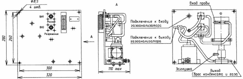 Схема габаритных размеров Блока пробоподготовки БП-1