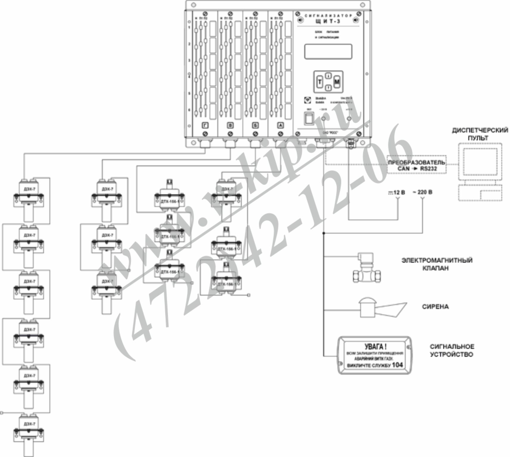 Сигнализаторы ЩИТ-3-6, ЩИТ-3-12, ЩИТ-3-18, ЩИТ-3-24 - схема подключения