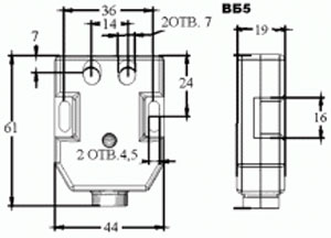 Габаритный чертеж контакта и шунта ВБ-5