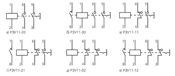 Схема подключения реле РЭУ-11