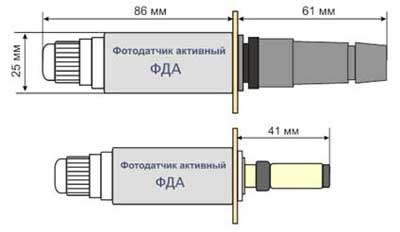 Схема габаритных размеров Фотодатчика ФДА