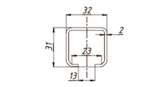 Схема габаритных размеров CR-профиль прямой участок