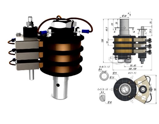 Схема габаритных размеров Кольцевого токосъемника КТ-03