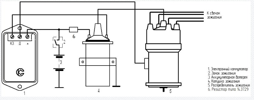 Схема включения в систему зажигания