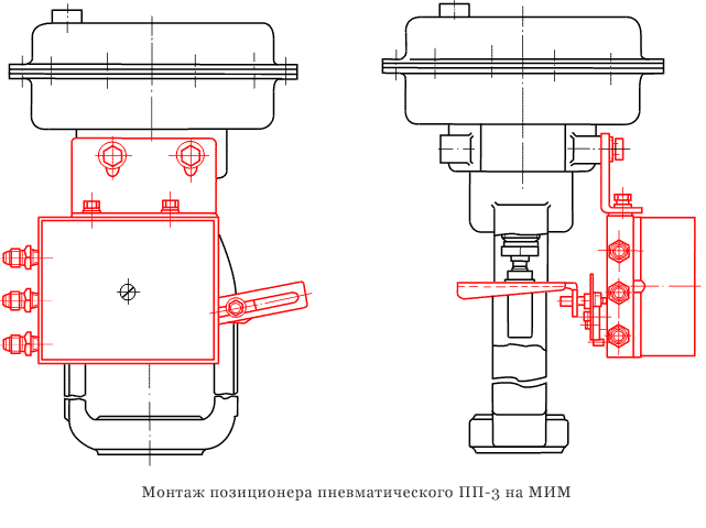 Позиционер пневматический ПП-3 - монтажная схема