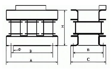 Схема габаритных размеров дросселя РК-022550